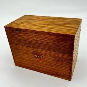 Weis - Antique Oak Library Note Card/Recipe Box 5.5x4x3 inches